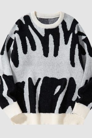 Style Core Aesthetics, New Style Trends Irregular Color Contrast Design Sweater