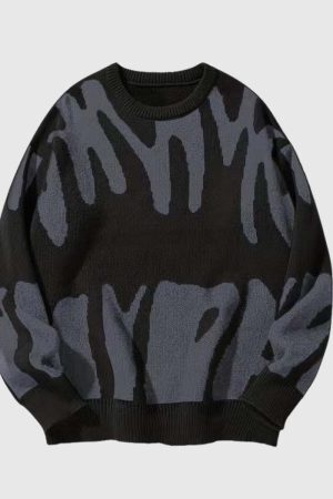 Style Core Aesthetics, New Style Trends Irregular Color Contrast Design Sweater