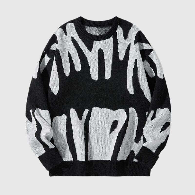 Style Core Aesthetics, New Style Trends Irregular Color Contrast Design Sweater