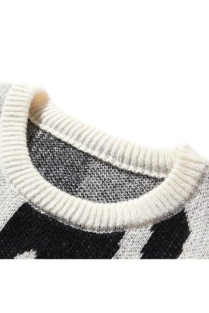 Style Core Aesthetics, New Style Trends Irregular Color Contrast Design Sweater