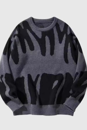 Style Core Aesthetics, New Style Trends Irregular Color Contrast Design Sweater