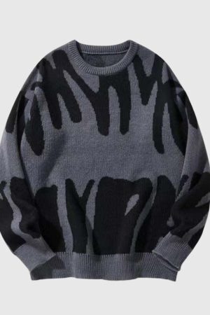 Style Core Aesthetics, New Style Trends Irregular Color Contrast Design Sweater