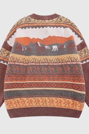 Style Core Aesthetics, New Style Trends Irregular Color Contrast Stripe Pullover