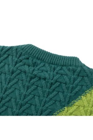 Style Core Aesthetics, New Style Trends Irregular Color Contrast Twist Design Sweater