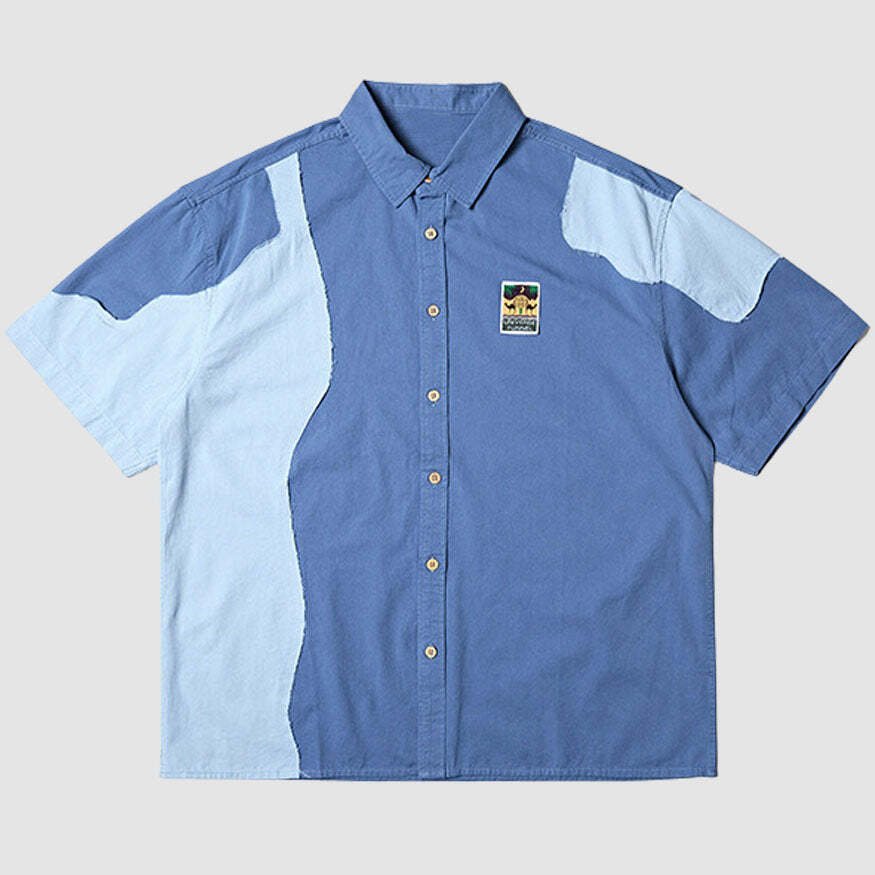 Style Core Aesthetics, New Style Trends Irregular Contrast Shirts