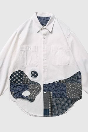 Style Core Aesthetics, New Style Trends Irregular Paisley Patchwork Shirts