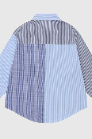 Style Core Aesthetics, New Style Trends Irregular Patch Stripe Shirts