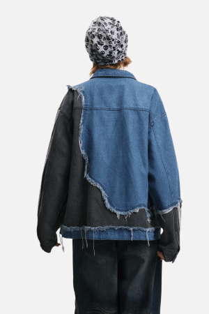 Style Core Aesthetics, New Style Trends Irregular Patchwork Denim Jacket