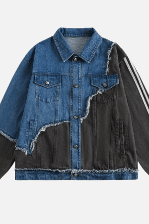Style Core Aesthetics, New Style Trends Irregular Patchwork Denim Jacket