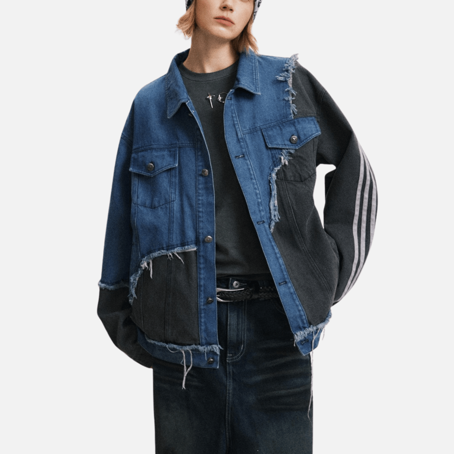 Style Core Aesthetics, New Style Trends Irregular Patchwork Denim Jacket Style Core Aesthetics, New Style Trends Irregular Patchwork Denim Jacket