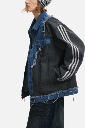 Style Core Aesthetics, New Style Trends Irregular Patchwork Denim Jacket