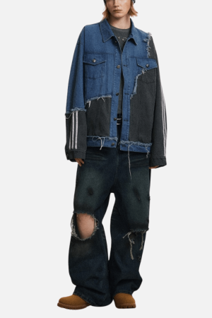 Style Core Aesthetics, New Style Trends Irregular Patchwork Denim Jacket