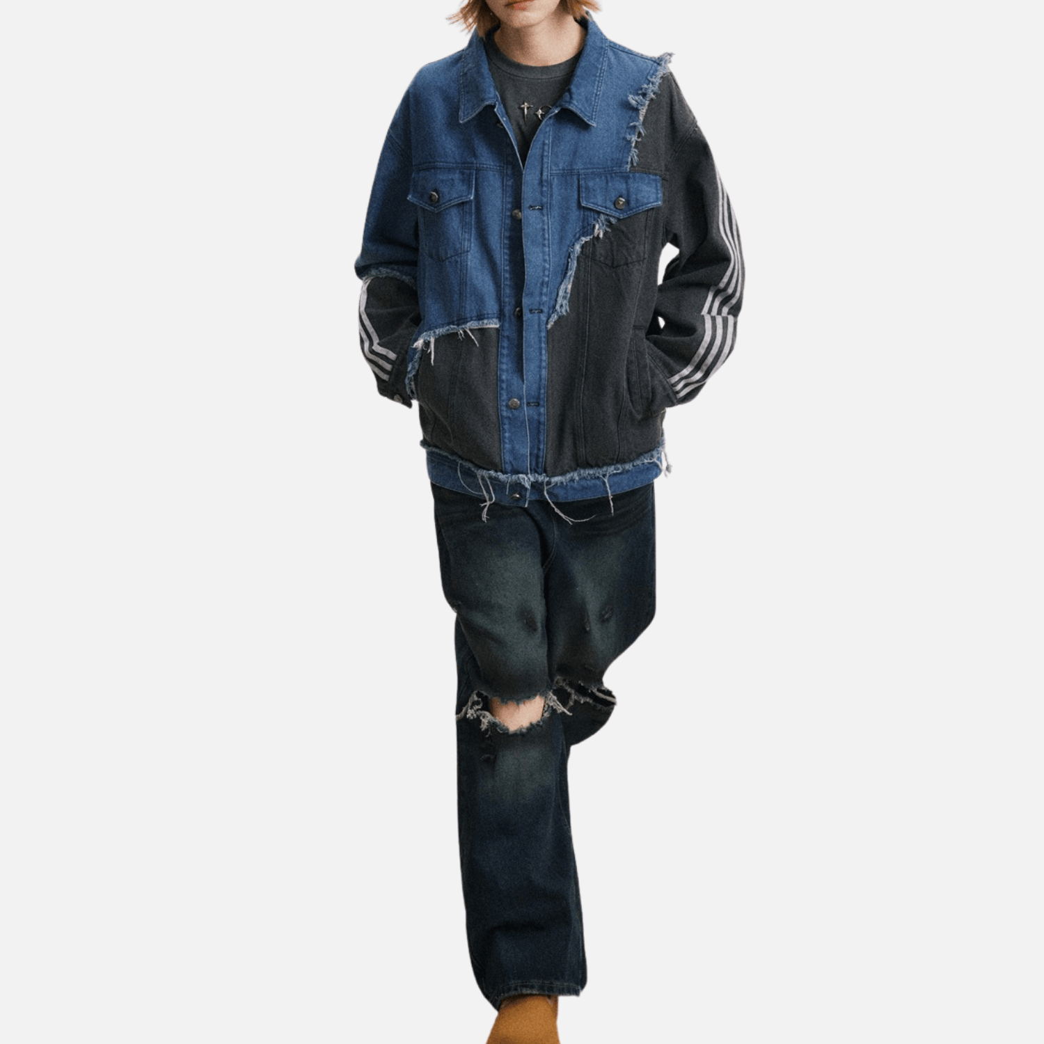 Style Core Aesthetics, New Style Trends Irregular Patchwork Denim Jacket Style Core Aesthetics, New Style Trends Irregular Patchwork Denim Jacket