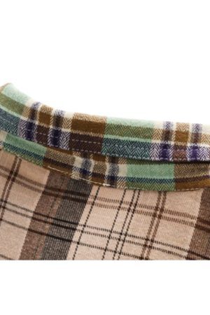 Style Core Aesthetics, New Style Trends Irregular Plaid Patchwork Shirt