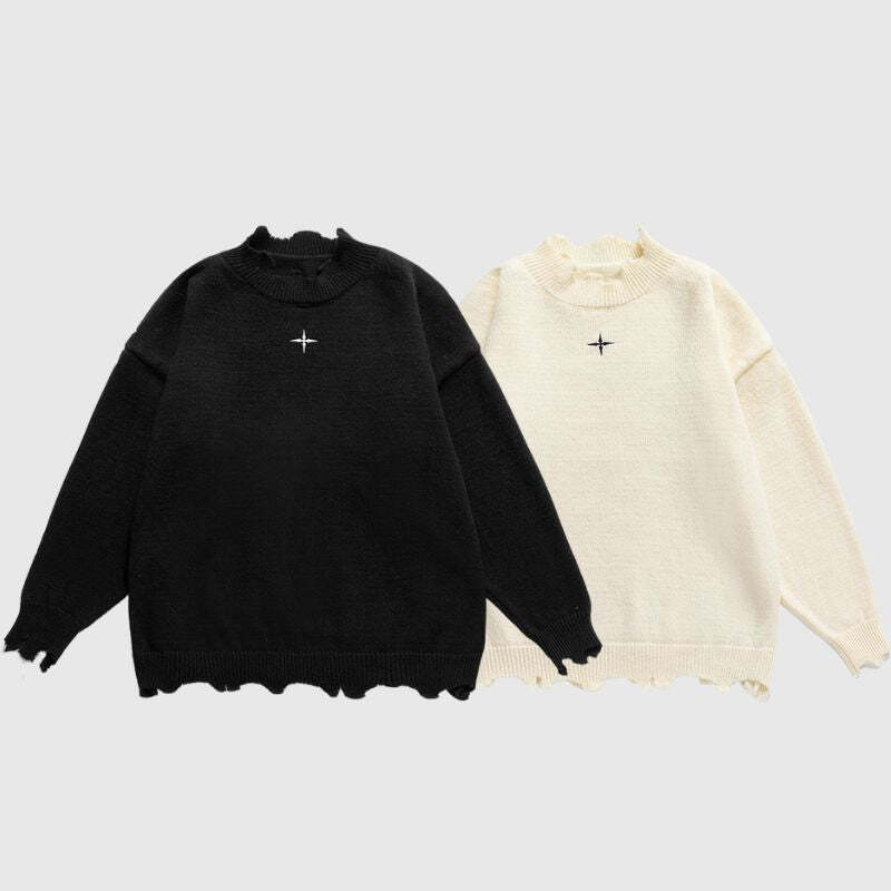 Style Core Aesthetics, New Style Trends Irregular Raw Edge Knit Pullover Style Core Aesthetics, New Style Trends Irregular Raw Edge Knit Pullover