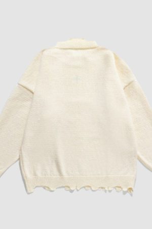 Style Core Aesthetics, New Style Trends Irregular Raw Edge Knit Pullover