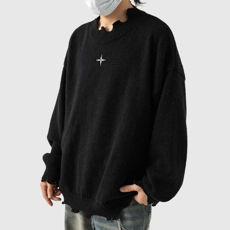 Style Core Aesthetics, New Style Trends Irregular Raw Edge Knit Pullover Style Core Aesthetics, New Style Trends Irregular Raw Edge Knit Pullover