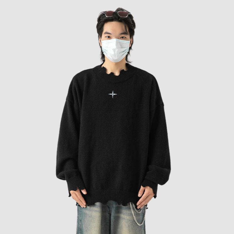 Style Core Aesthetics, New Style Trends Irregular Raw Edge Knit Pullover Style Core Aesthetics, New Style Trends Irregular Raw Edge Knit Pullover