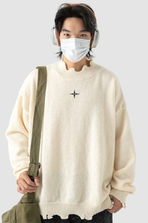 Style Core Aesthetics, New Style Trends Irregular Raw Edge Knit Pullover