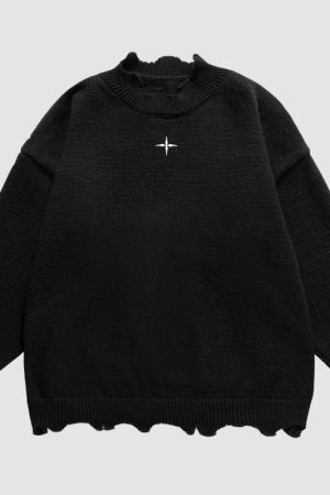 Style Core Aesthetics, New Style Trends Irregular Raw Edge Knit Pullover