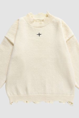 Style Core Aesthetics, New Style Trends Irregular Raw Edge Knit Pullover