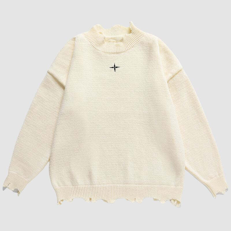 Style Core Aesthetics, New Style Trends Irregular Raw Edge Knit Pullover Style Core Aesthetics, New Style Trends Irregular Raw Edge Knit Pullover