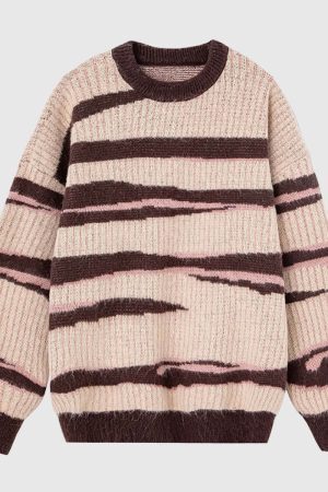 Style Core Aesthetics, New Style Trends Irregular Striped Knit Sweater