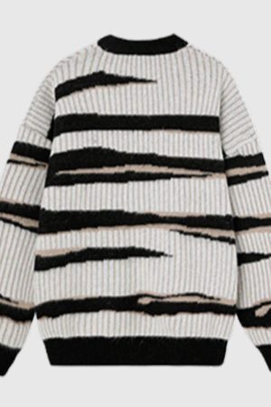 Style Core Aesthetics, New Style Trends Irregular Striped Knit Sweater