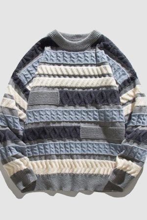 Style Core Aesthetics, New Style Trends Japanese Contrast Stitched Sweater