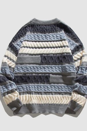 Style Core Aesthetics, New Style Trends Japanese Contrast Stitched Sweater