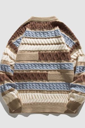 Style Core Aesthetics, New Style Trends Japanese Contrast Stitched Sweater