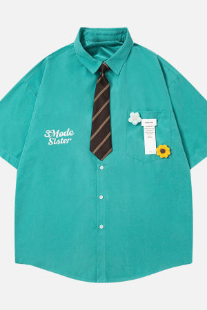 Style Core Aesthetics, New Style Trends Japanese Retro Shirt with Tie