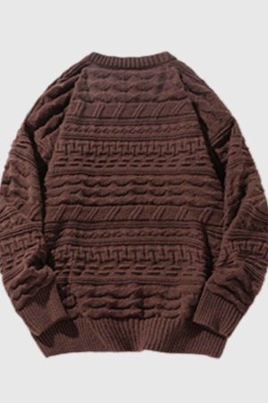 Style Core Aesthetics, New Style Trends Japanese Retro Textured Knit Sweater
