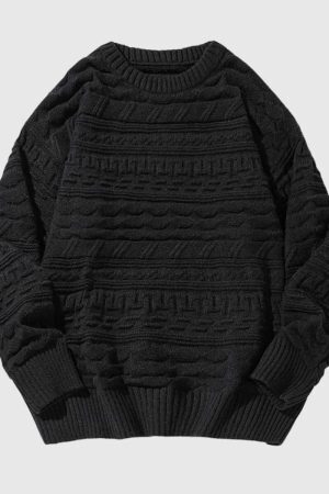 Style Core Aesthetics, New Style Trends Japanese Retro Textured Knit Sweater