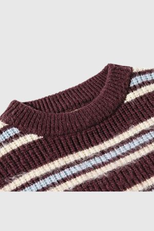 Style Core Aesthetics, New Style Trends Japanese Striped Knit Sweater