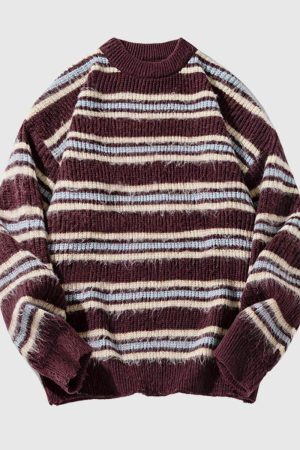 Style Core Aesthetics, New Style Trends Japanese Striped Knit Sweater