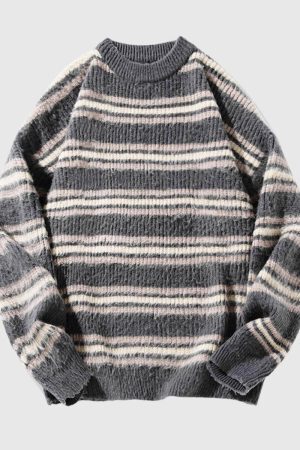 Style Core Aesthetics, New Style Trends Japanese Striped Knit Sweater