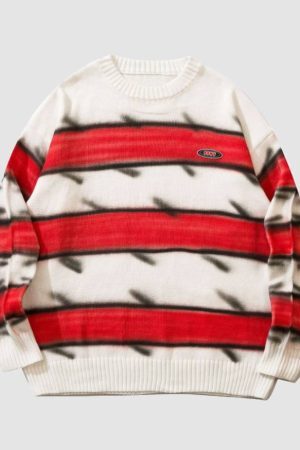 Style Core Aesthetics, New Style Trends Japanese Style Color Gradient Striped Sweater