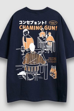 Style Core Aesthetics, New Style Trends Japanese Style Illustration Print Tee