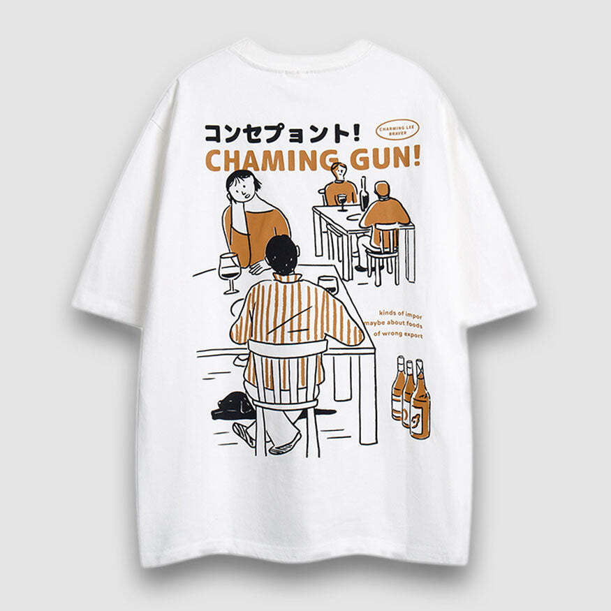 Style Core Aesthetics, New Style Trends Japanese Style Illustration Print Tee