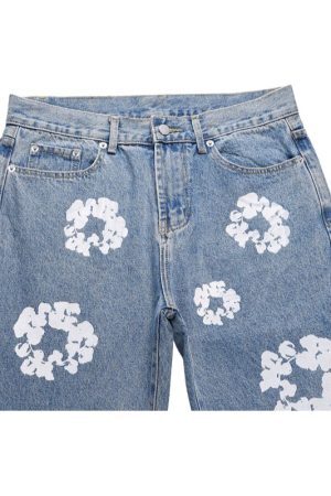 Style Core Aesthetics, New Style Trends Kapok Pattern Printed Jeans