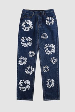 Style Core Aesthetics, New Style Trends Kapok Pattern Printed Jeans