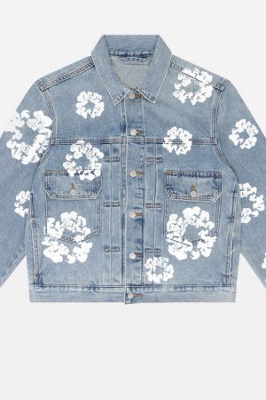 Style Core Aesthetics, New Style Trends Kapok Print Denim Jacket