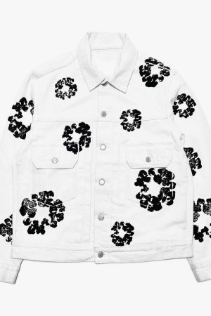 Style Core Aesthetics, New Style Trends Kapok Print Denim Jacket