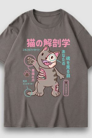 Style Core Aesthetics, New Style Trends Kitten Cartoon Print Tee