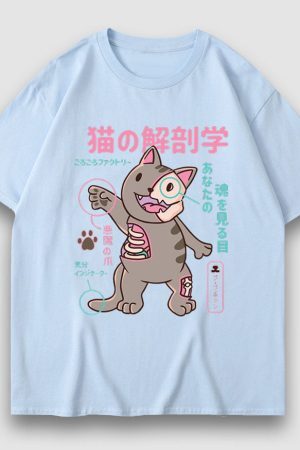 Style Core Aesthetics, New Style Trends Kitten Cartoon Print Tee