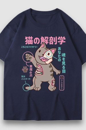 Style Core Aesthetics, New Style Trends Kitten Cartoon Print Tee