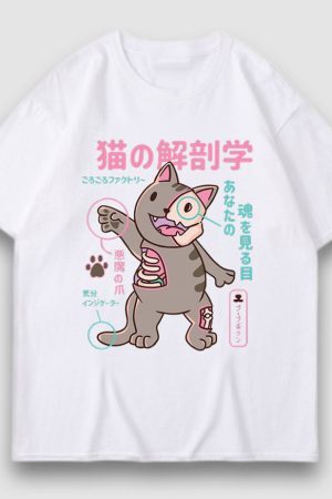Style Core Aesthetics, New Style Trends Kitten Cartoon Print Tee