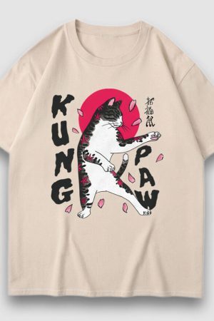 Style Core Aesthetics, New Style Trends Kung Paw Cartoon Print Tee