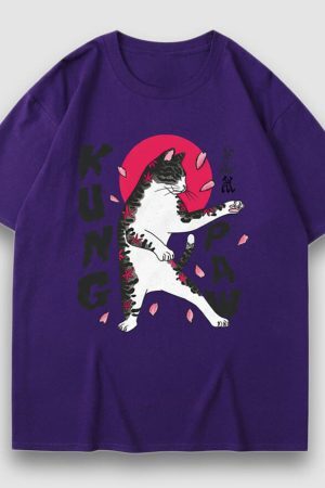 Style Core Aesthetics, New Style Trends Kung Paw Cartoon Print Tee